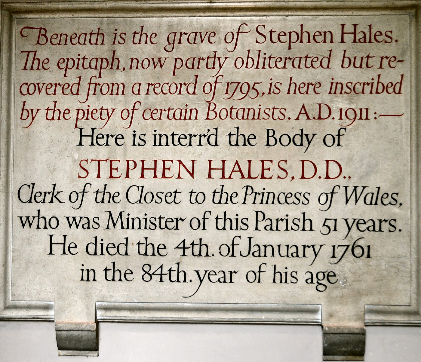 Tumba de Stephen Hales